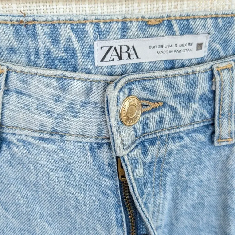 Zara Jeans 7223/223/427 Womens 6 Blue denim High-rise Straight Mom Fit Ankle